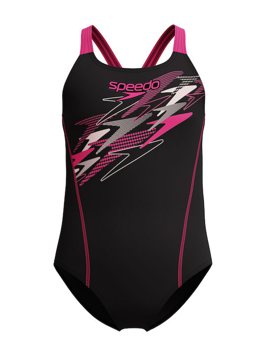 Speedo Medley Logo Medalist Παιδικό Μαγιό Ολόσωμο Black Pink 8-13458003